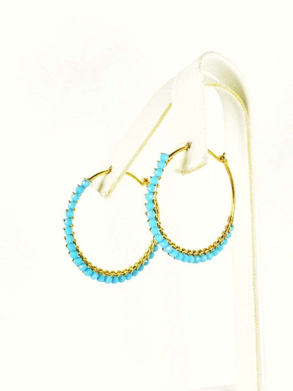 ARGENTO VIVO Sterling Silver 18K Gold Plated Blue Crystals Hoop Earrings